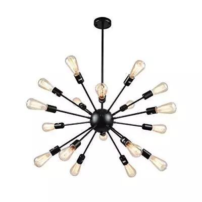 Vintage Metal Large Dimmable Sputnik Chandelier With 18 Lights Black Painted • $135.02