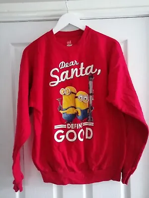 Hanes Comfort Christmas Minions Sweatshirt Red Size Med • $18.64