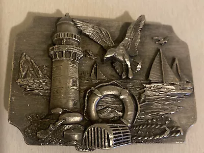 Vintage Siskiyou G85 Belt Buckle Lighthouse Sea Gulls Boats Ocean 1989 • $9.99