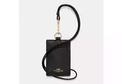 Coach ID Lanyard In Crossgrain Leather F 57311 Black NWT • $65.57