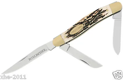 Winchester 3 Blade Stockman Brass Folder Knife Pocket Folding Knife 41775 Aus • $49.75