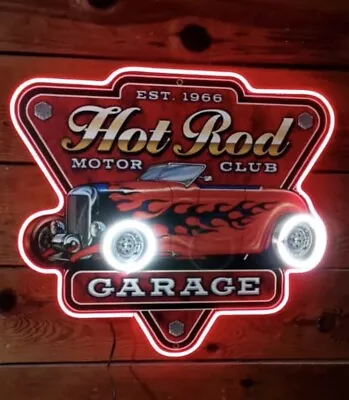 Custom 18  Hot Rod Vintage LED NEON Sign With RED/ White Light Classic • $84.99