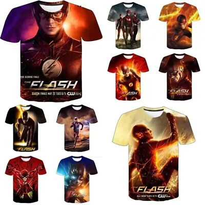 Kids Boys Girls Marvel The Flash 3D Short Sleeve T-Shirt Tee Pullover Top Gifts • £7.68