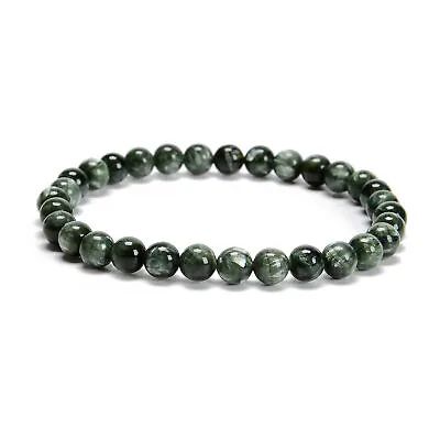 Grade AAA Seraphinite Smooth Round Beaded Bracelet Size 6mm 7.5'' Length • $29.69