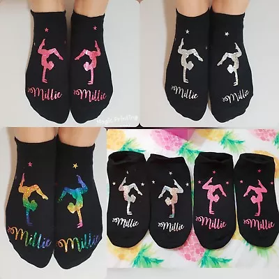 £4.99 • Buy ANY NAME GYMNASTICS TRAINER SOCKS Girls Christmas Gift Stocking Filler Squad Gym