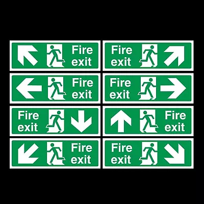 £2.19 • Buy Fire Exit 300x100mm Sticker OR Rigid Plastic Sign - Emergency, Exit, BS Safety