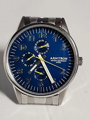 Armitron 20/5145sv All Stainless Steel Blue Dial Appears NEW!!!!  (517) • $13