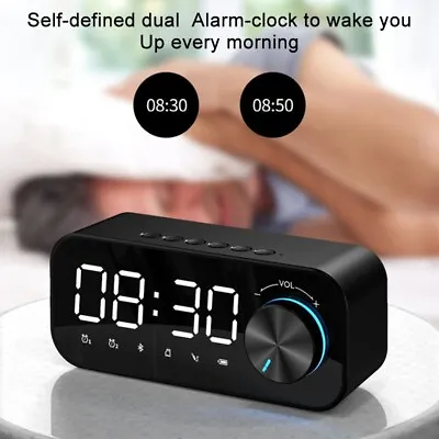 $29.99 • Buy Bluetooth 5.0 Wireless Speaker Dual Alarm Clock FM Radio/Stereo LED Time Display