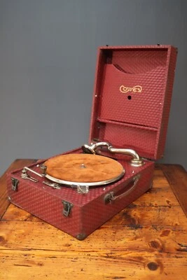 Cowey No3 Gramophone Wind Up 78 RPM Record Player Picnic Portable RED • £99.99