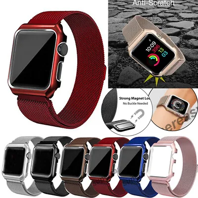 $17.99 • Buy Milanese Stainless Steel IWatch Band+Cover Case Apple Watch Series 6 5 4 3 2 1SE