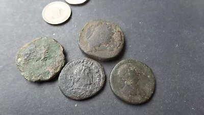 4 LARGE  Roman Un Researched Bronze Roman Coins AS DUG- Metal Detecting Finds • £12.99