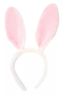 Easter White & Pink Fabric Bunny Ears Headband Fancy Dress Rabbit Accessory • £4.47