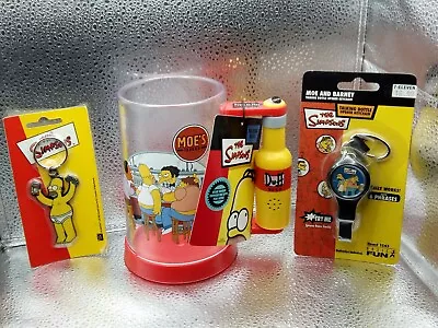 The Simpsons Moe’s Tavern Plastic Mug Talking Duff Beer Handle 2007 2 Keychains • $35