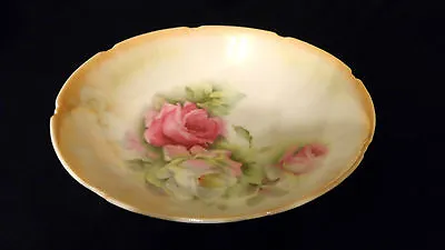 Vintage Leuchtenburg Germany Porcelain Luster Ware Bowl W/ Pink & White Roses • $24.95