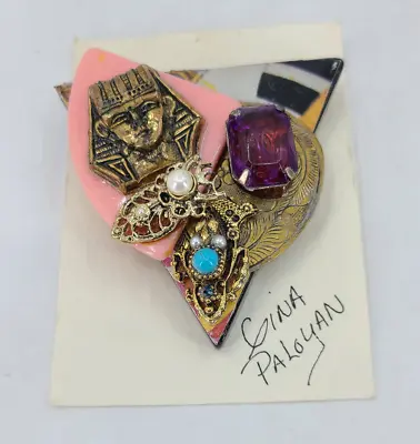 Assembled Steam Punk Brooch Pin Plastic & Metal Signed • $8