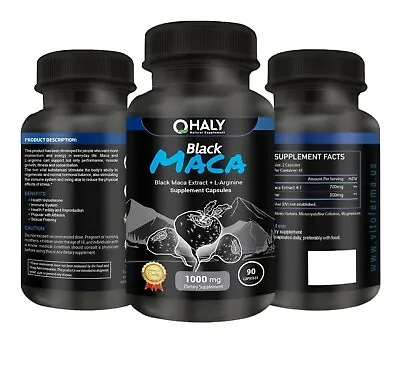 Maca Root 90 Capsules For Woman Black Maca 1000 Mg Male Enhancer Potency Sexual • $60