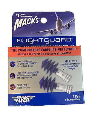 Mack's Flightguard Airplane Pressure Relief Earplugs - 1 Pair + Case - NEW • $9.99