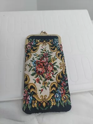 Vintage Tapestry Coin Purse 6 X 3  1900s Flower Pattern Bag  • $12.99