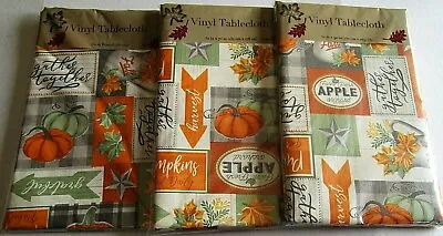FALL Vinyl Tablecloth Assortment GATHER TOGETHER/APPLE ORCHARD [Your Choice] • $19.79