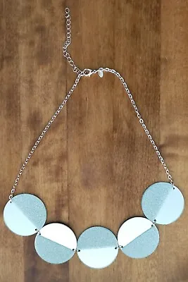 Miss Selfridge Silver Mirror And Glitter Circle Necklace • £8