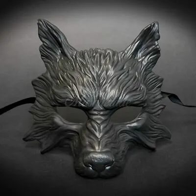 Venetian Halloween Wolf Animal Masquerade Mask Men Black M31192 • $22.95