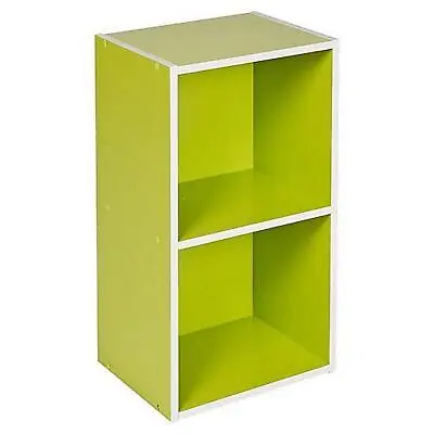 £12.99 • Buy 2 Tier Wooden Bookcase Shelving Display Green Storage Shelf Unit Wood Display
