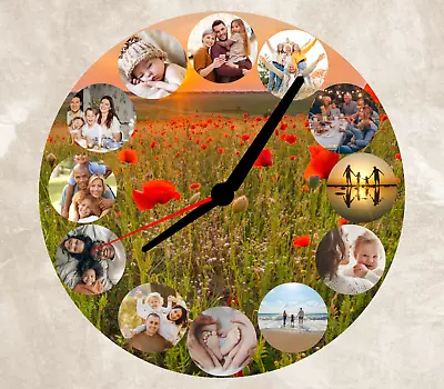 Large Personalised Custom MDF Wall Clock Any Photo/Image  • £16.99