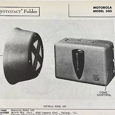 Vintage 1946 Motorola Car Radio Radio Model 505 Wire Schematic Repair Manual • $9.99