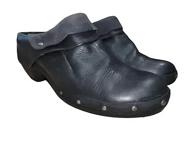 Merrell Luxe Wrap Black Nubuck Leather Slip On Studded Clogs Shoes Size 10 • $38.99