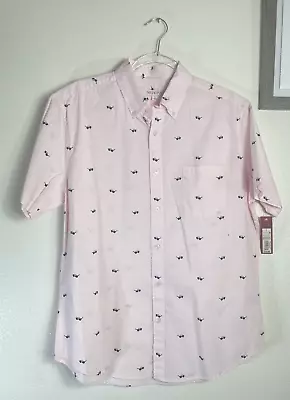 NWT Merona Pink Sunglasses Shades Button Up Shirt Short Sleeve Collared Size L • $9