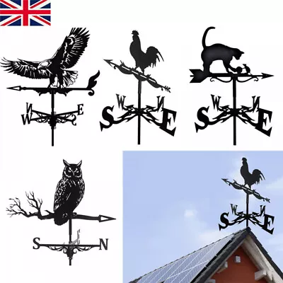 Metal Weather Vane Wind Indicator Weathercock Garden Shed House Decoration Black • £13.79