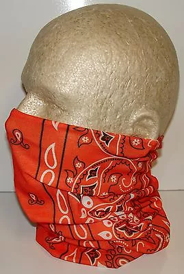 Scarf Face Mask Doo Rag Headwrap Orange Paisley Tubular Multi Function Headwear • $2.66