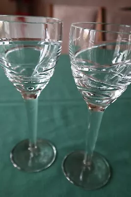 2  Aura  Wine Glasses By Waterford Crystal/Jasper Conran Lovely Condition 21cm • £120