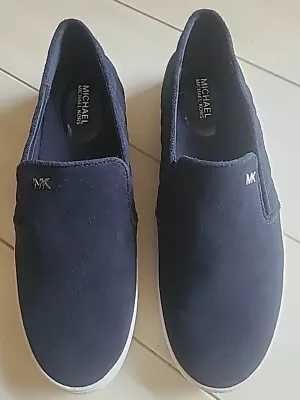 Michael Kors Keaton Navy Blue Suede Slip On Shoes Womens Size 8 • $20