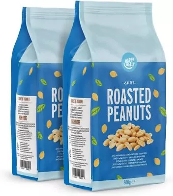 Amazon Brand - Happy Belly Roasted And Salted Peanuts 2x500g • £6.89