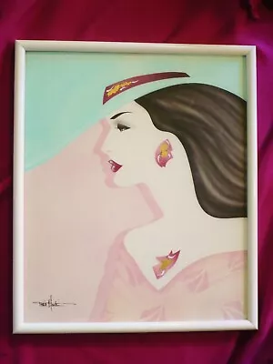 Vintage Signed Original Diana Martin Fashion Airbrush Painting ~ 20  X 24 ~ Rare • $44.99