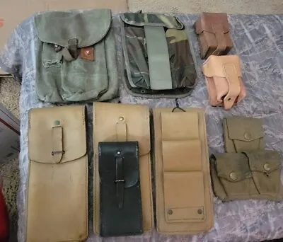 Vintage Military Surplus Lot Pouches Mag Holders Leather Pouches Canvas • $39.99