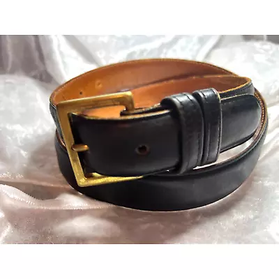 COACH 7600 Black Glove Tanned Cowhide Leather Dress Belt - Brass Buckle Size 34 • $21.95