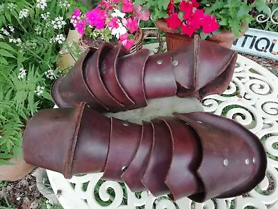 £75 • Buy Vintage Adult Hand Made Leather Arm Guards Brassarts  Re-Enactment Steampunk