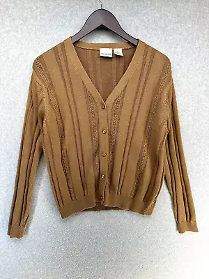 Villager A Liz Claiborne Company Womens Sweater Size Medium Brown Button Up • $14