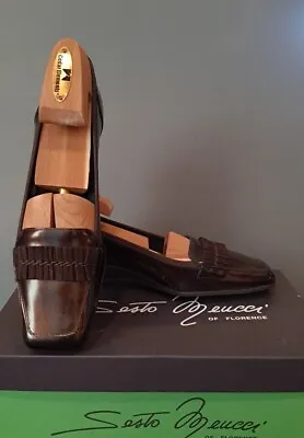 Sesto Meucci 6.5  Samina  Brown Patent Leather Slip On Dress Shoes Size 6.5 • $29.77