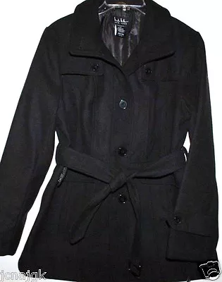 Nicole Miller NWT Women's M L Charcoal Gray Synthetic Short Trench Coat W/ Belt • $41.40