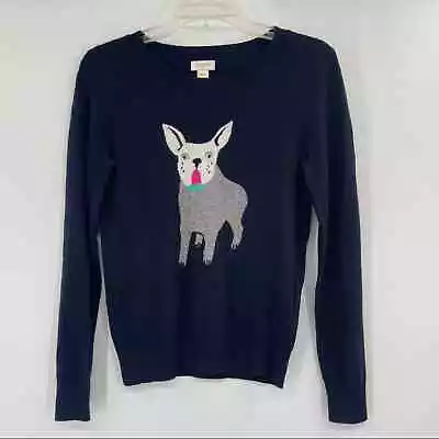 J. Crew French Bulldog Crewneck Merino Wool Blend Sweater • $45