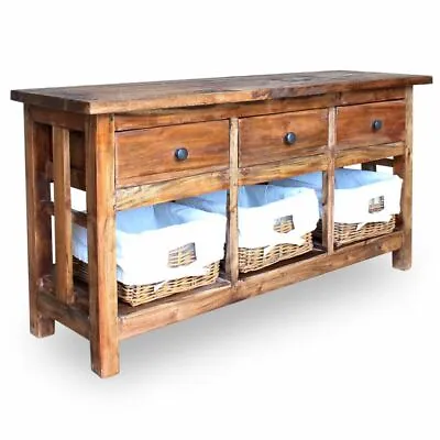 VidaXL Sideboard W/ Rattan Baskets Solid Reclaimed Wood TV Stand Console Table • $332.99