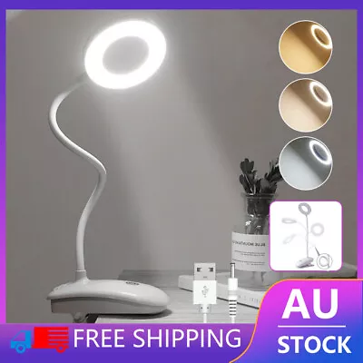 Clip On LED Lights Reading Table Desk Bed Bedside Night Lamp Rechargeable USB AU • $11.99