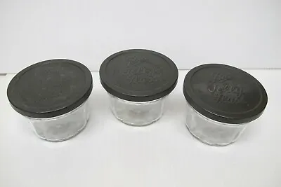 Lot Of 3 Vintage Ball Jelly Glass Ribbed Jars W/Original Tin Lids~Holds 8 Oz. Ea • $24.99