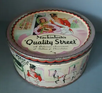 $23.90 • Buy Vtg Tin Metal Candy Chocolate Box Round Mackintosh's Quality Street Regency Art