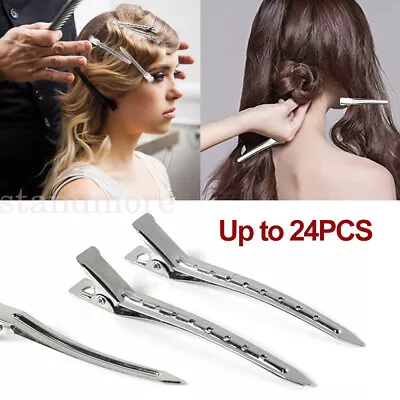 UP 24x Duck Bill Clip Hair Styling Sectioning Clamp Anti Slip Home Hairdressing • £2.94