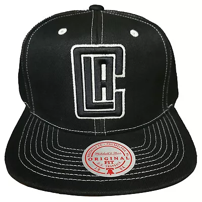 Mitchell & Ness LA Clippers NBA Snapback Hat 3D Logo Black White Cap NWT • $29.99