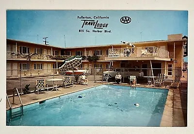 1960s TraveLodge Fullerton California Motel Pool Family Vacation Vtg Postcard • £8.20